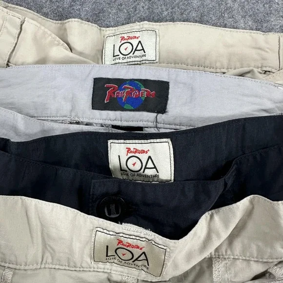 Rail Riders LOA Pants Lot of 4 Mens 2XL 30 Inseam Nylon Hiking Black Gray Khaki